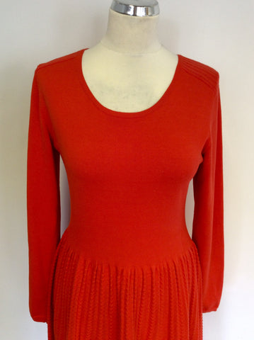 WHISTLES ORANGE KNIT LONG SLEEVE DRESS SIZE 12