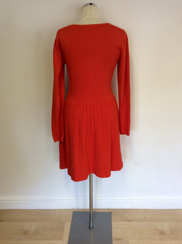 WHISTLES ORANGE KNIT LONG SLEEVE DRESS SIZE 12