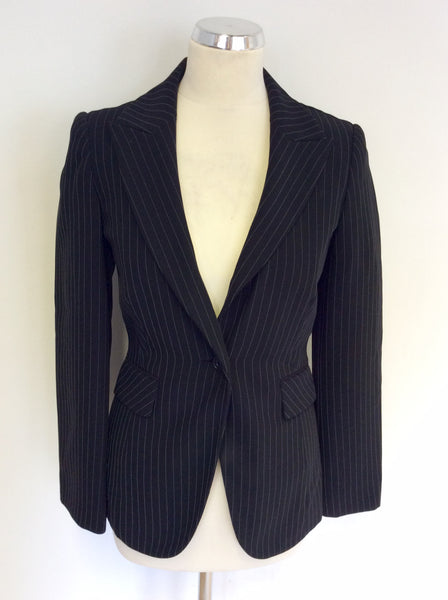 HOBBS BLACK PINSTRIPE SUIT JACKET SIZE 8