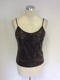 JOSEPH RIBKOFF BROWN SPARKLE SNAKESKIN CAMISOLE TOP & JACKET SIZE 8