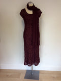 PHASE EIGHT BURGUNDY/WINE NET OVERLAY APPLIQUÉ TRIM DRESS & WRAP SIZE 10