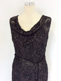 PHASE EIGHT DARK BROWN BEADED & SEQUINNED LACE DRESS SIZE 12