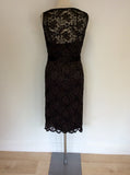 PHASE EIGHT DARK BROWN BEADED & SEQUINNED LACE DRESS SIZE 12