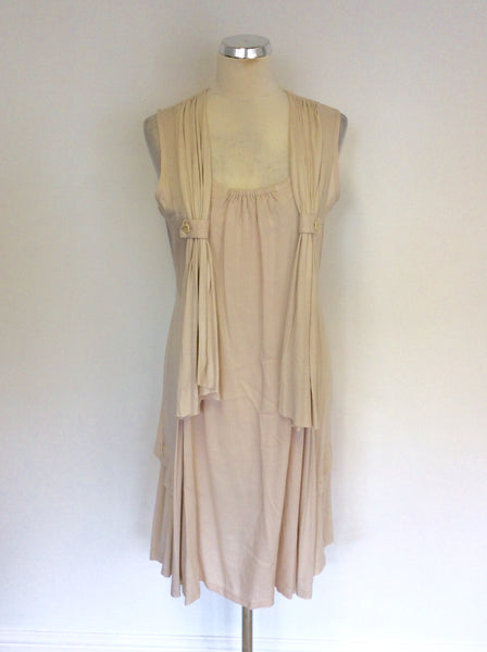 SANDWICH CREAM GATHERED DRAPED PANEL DRESS SIZE 40 UK 12