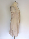 SANDWICH CREAM GATHERED DRAPED PANEL DRESS SIZE 40 UK 12