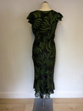 PHASE EIGHT BLACK & GREEN PRINT SILK BLEND DRESS SIZE 12