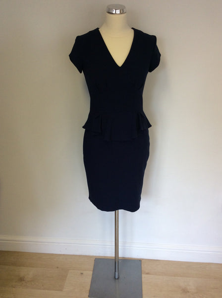 CLOSET DARK BLUE PEPLUM PENCIL DRESS SIZE 8