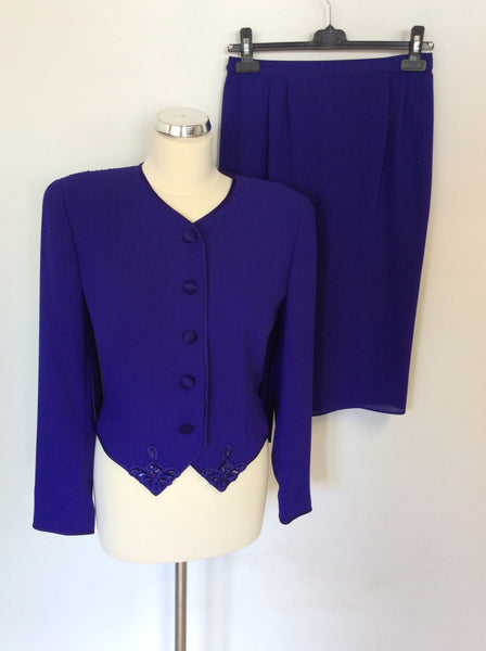 CONDICI PURPLE PLEATED BACK JACKET & PENCIL SKIRT SUIT SIZE 12