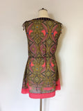 MONSOON PINK & MULTI COLOURED PRINT TUNIC TOP SIZE S