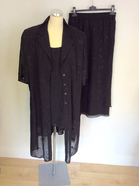 ELENA GRUNERT BLACK TOP, SKIRT & DUSTER SKIRT SIZE 26