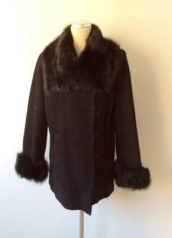 PURE COLLECTION BLACK SHEARLING SHEEPSKIN JACKET SIZE 16 - Whispers Dress Agency - Sold - 2