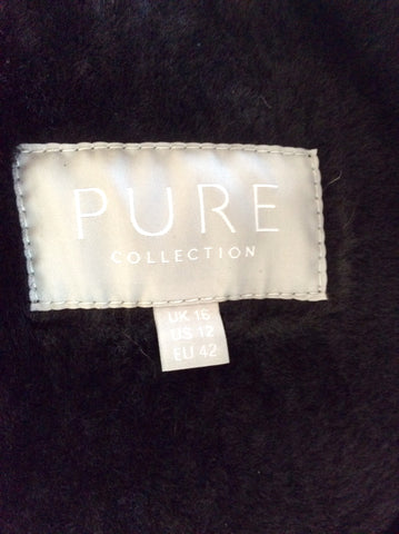 PURE COLLECTION BLACK SHEARLING SHEEPSKIN JACKET SIZE 16 - Whispers Dress Agency - Sold - 5