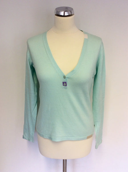 PAUL SMITH MINT GREEN V NECK COTTON & CASHMERE JUMPER SIZE L