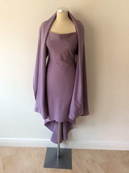 DAWN STRETTON LILAC STRAPPY OCCASION DRESS SIZE 8 & MATCHING WRAP