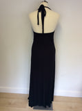 Marks & Spencer Autograph Black Jewel Trim Halterneck Maxi Dress Size 14