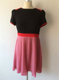 MONSOON BLACK,RED & PINK PLEATED SKIRT DRESS SIZE 12