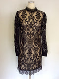 MARKS & SPENCER AUTOGRAPH BLACK LACE & CREAM LINED OCCASION DRESS SIZE 8