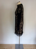 MARKS & SPENCER AUTOGRAPH BLACK LACE & CREAM LINED OCCASION DRESS SIZE 8