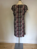 MINUET PETITE BLACK,WHITE,GREY & PINK PRINT DRESS SIZE 16