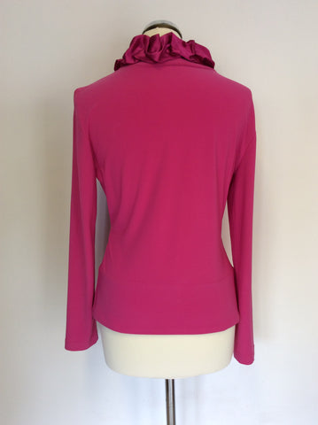 JOSEPH RIBKOFF PINK FRILL TRIM LONG SLEEVE TOP SIZE 12