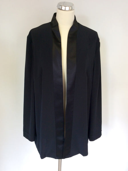 WHIMSY BLACK SATIN TRIM JACKET SIZE 16