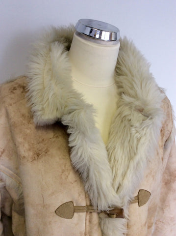 ZEPLA BEIGE FAUX FUR LINED TOGGLE FASTEN COAT SIZE L