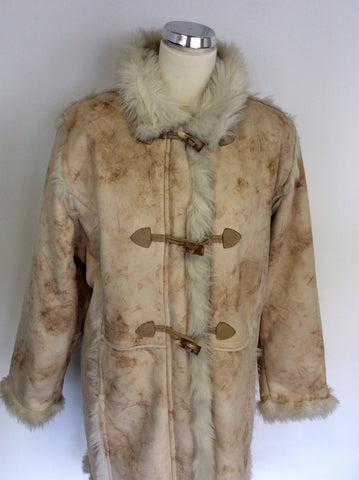 ZEPLA BEIGE FAUX FUR LINED TOGGLE FASTEN COAT SIZE L