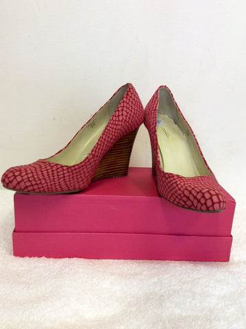 MAXSTUDIO PINK SNAKESKIN SUEDE & LEATHER WEDGE HEELS SIZE 6/39