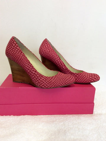 MAXSTUDIO PINK SNAKESKIN SUEDE & LEATHER WEDGE HEELS SIZE 6/39