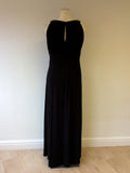 SANGRIA SILVER BEADED NECKLINE LONG BLACK OCCASION DRESS SIZE 14/16