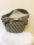 GUESS GREY TEXTILE & LEATHER STUDDED TRIM SHOULDER BAG