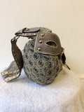 GUESS GREY TEXTILE & LEATHER STUDDED TRIM SHOULDER BAG