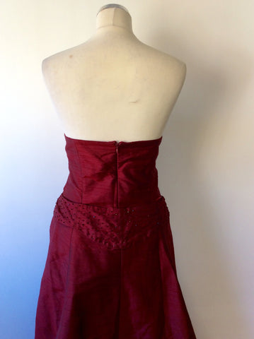 Susan Forth Deep Red Silk Ball Gown With Train & Bolero Jacket Size 12/14 - Whispers Dress Agency - Womens Dresses - 4