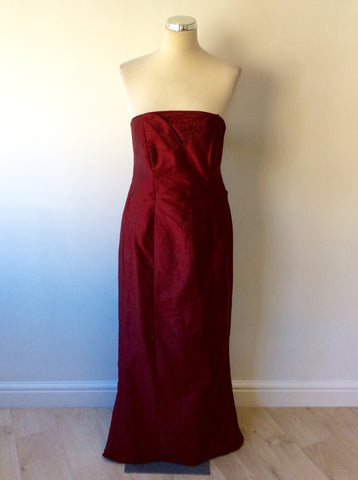 Susan Forth Deep Red Silk Ball Gown With Train & Bolero Jacket Size 12/14 - Whispers Dress Agency - Womens Dresses - 6