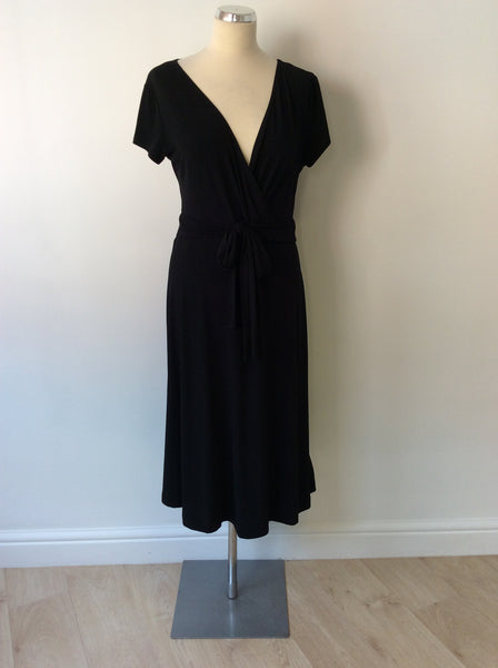 TAIFUN BLACK WRAP ACROSS V NECKLINE DRESS SIZE 14 - Whispers Dress Agency - Womens Dresses - 1