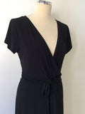 TAIFUN BLACK WRAP ACROSS V NECKLINE DRESS SIZE 14 - Whispers Dress Agency - Womens Dresses - 2