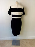 MARKS & SPENCER BLACK & WHITE STRIPE PENCIL DRESS SIZE 14