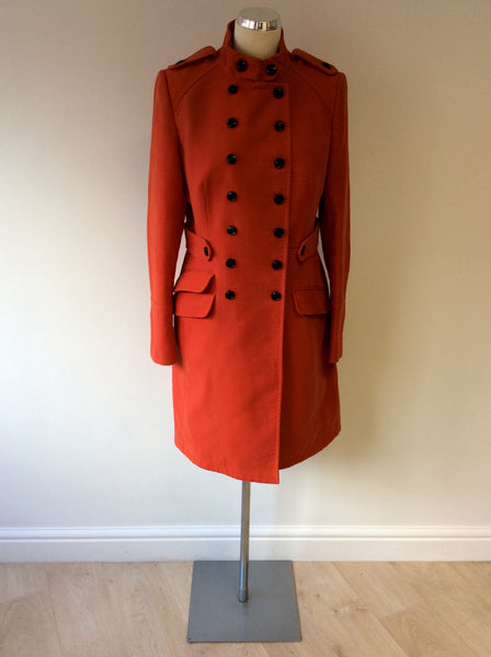 KAREN MILLEN FLAME RED DOUBLE BREASTED COAT SIZE 16 - Whispers Dress Agency - Sold - 1