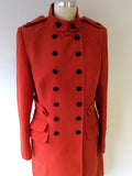 KAREN MILLEN FLAME RED DOUBLE BREASTED COAT SIZE 16 - Whispers Dress Agency - Sold - 2