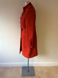 KAREN MILLEN FLAME RED DOUBLE BREASTED COAT SIZE 16 - Whispers Dress Agency - Sold - 4