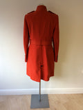 KAREN MILLEN FLAME RED DOUBLE BREASTED COAT SIZE 16 - Whispers Dress Agency - Sold - 5