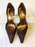 LK BENNETT BROWN SATIN BUCKLE TRIM HEELS SIZE 5/38 - Whispers Dress Agency - Womens Heels - 2