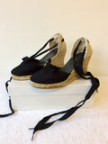 LK BENNETT BLACK CANVAS WEDGE HEELS SIZE 4/37 - Whispers Dress Agency - Sold - 2