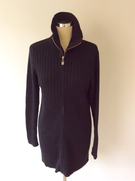 KAREN MILLEN BLACK ZIP UP CARDIGAN SIZE 1 UK S/M - Whispers Dress Agency - Womens Knitwear