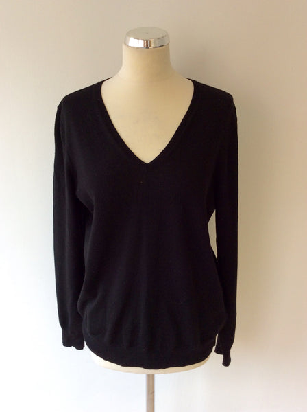 UNIQLO BLACK WOOL V NECK JUMPER SIZE XL - Whispers Dress Agency - Sold - 1