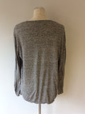 OUI GREY MARL ZEBRA DETAIL COTTON JUMPER SIZE 14 - Whispers Dress Agency - Womens Knitwear - 2