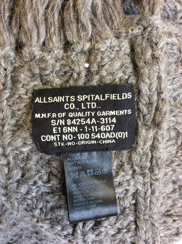 ALL SAINTS BROWN LUXURY ALPACA BLEND SCARF