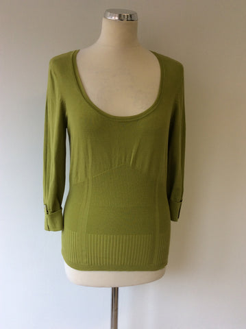 KAREN MILLEN GREEN 3/4 LENGTH SLEEVE JUMPER SIZE 3 UK 12/14 - Whispers Dress Agency - Womens Knitwear - 1