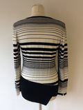 KAREN MILLEN BLACK & WHITE STRIPED CARDIGAN SIZE 3 UK 12/14 - Whispers Dress Agency - Sold - 2