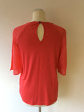 LK BENNETT CORAL JELLY BEAN SHORT SILK SLEEVE TOP SIZE L